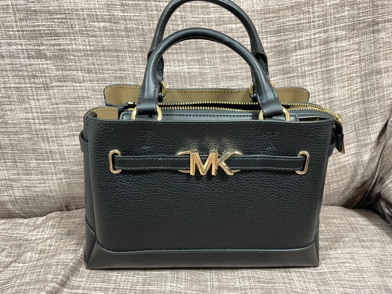 Michael Kors REED荔枝紋手提/斜背兩用包(中/黑)-2