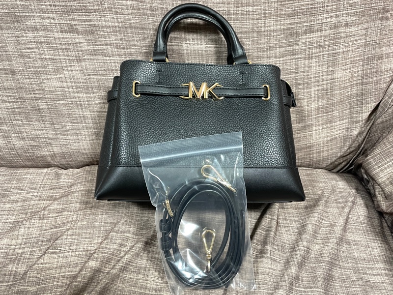 Michael Kors REED荔枝紋手提/斜背兩用包(中/黑)-7
