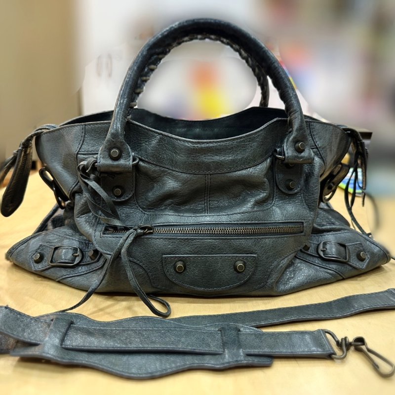 BALENCIAGA 巴黎世家Part-time小釦機車包(鐵灰色)-2