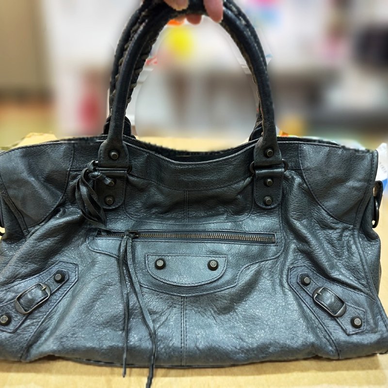 BALENCIAGA 巴黎世家Part-time小釦機車包(鐵灰色)-9