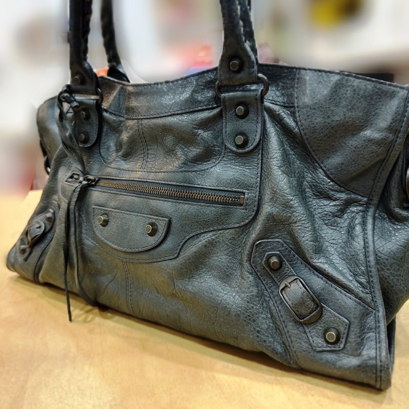 BALENCIAGA 巴黎世家Part-time小釦機車包(鐵灰色)-10