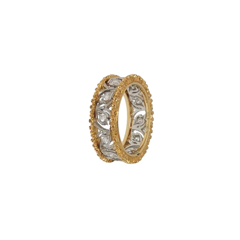 Buccellati RAMAGE18K白金18K黃金鑽石戒 指14碼-0