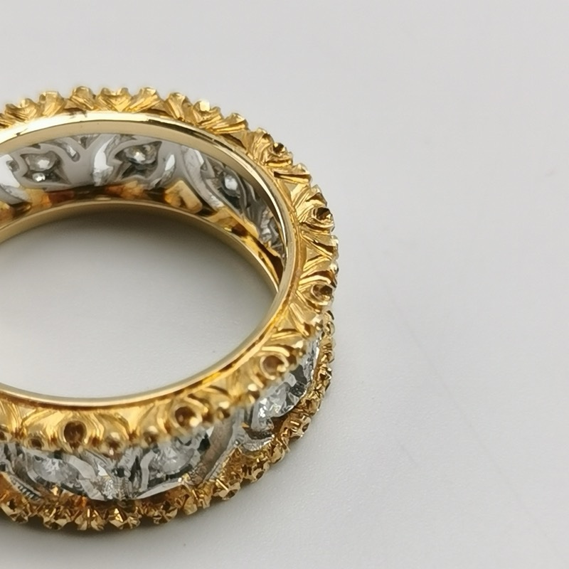 Buccellati RAMAGE18K白金18K黃金鑽石戒 指14碼-6