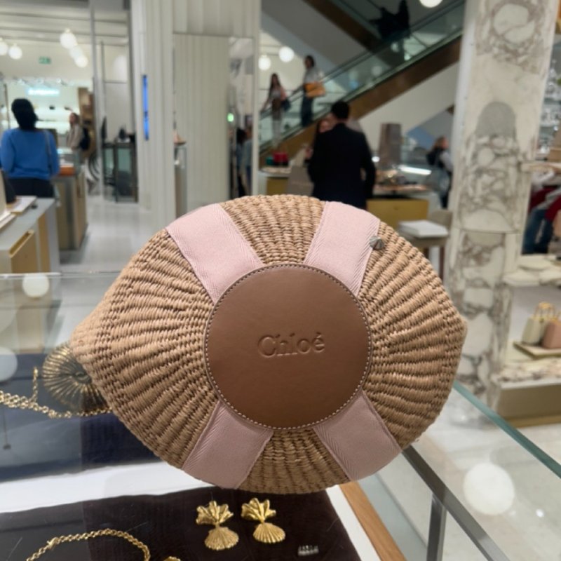 🎉秋冬新品★Chloe 大款 Woody 飾邊絲帶草編包 粉紅米色/原色-10