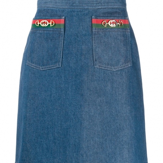 全新Gucci經典款Logo牛仔裙 42號 M-小L適穿-0