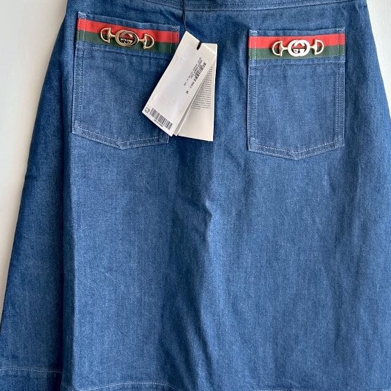 全新Gucci經典款Logo牛仔裙 42號 M-小L適穿-3
