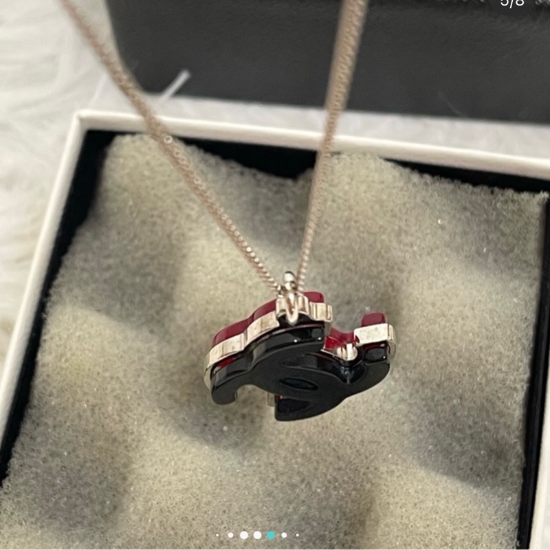 CHANEL壓克力雙色項鍊-6