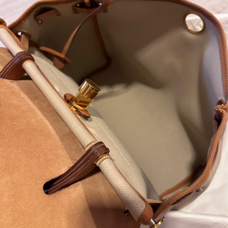 二手真品 Hermes 愛馬仕 Herbag 31 金棕金 冰川白-5