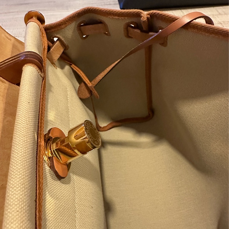 二手真品 Hermes 愛馬仕 Herbag 31 金棕金 冰川白-6