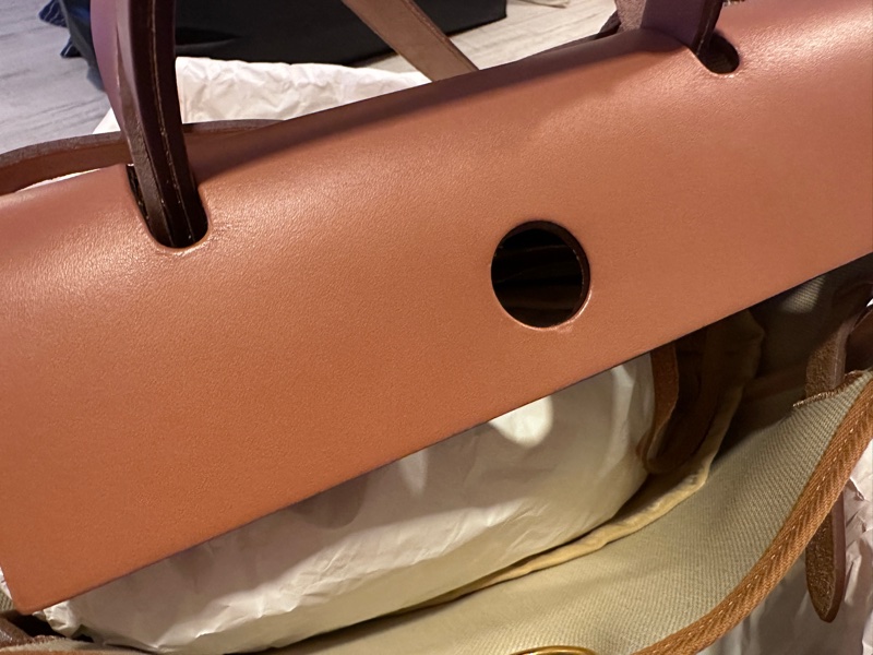 二手真品 Hermes 愛馬仕 Herbag 31 金棕金 冰川白-13