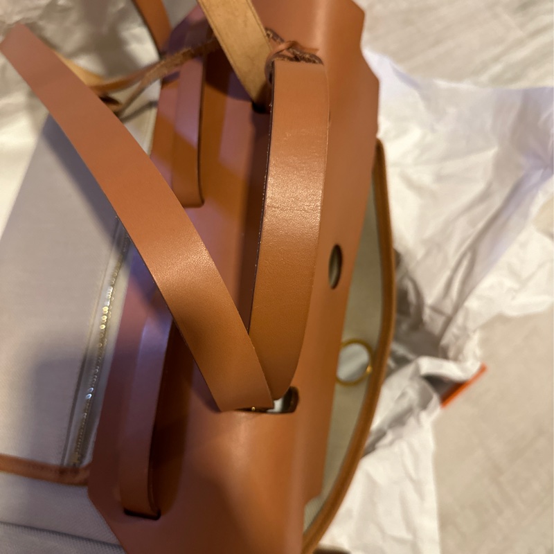 二手真品 Hermes 愛馬仕 Herbag 31 金棕金 冰川白-14