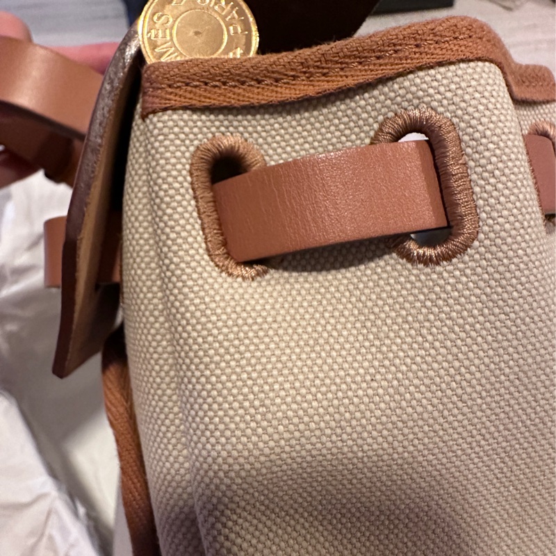 二手真品 Hermes 愛馬仕 Herbag 31 金棕金 冰川白-16