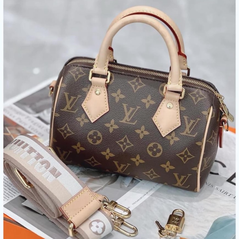 lv爆款speedy20奶茶色肩帶-0