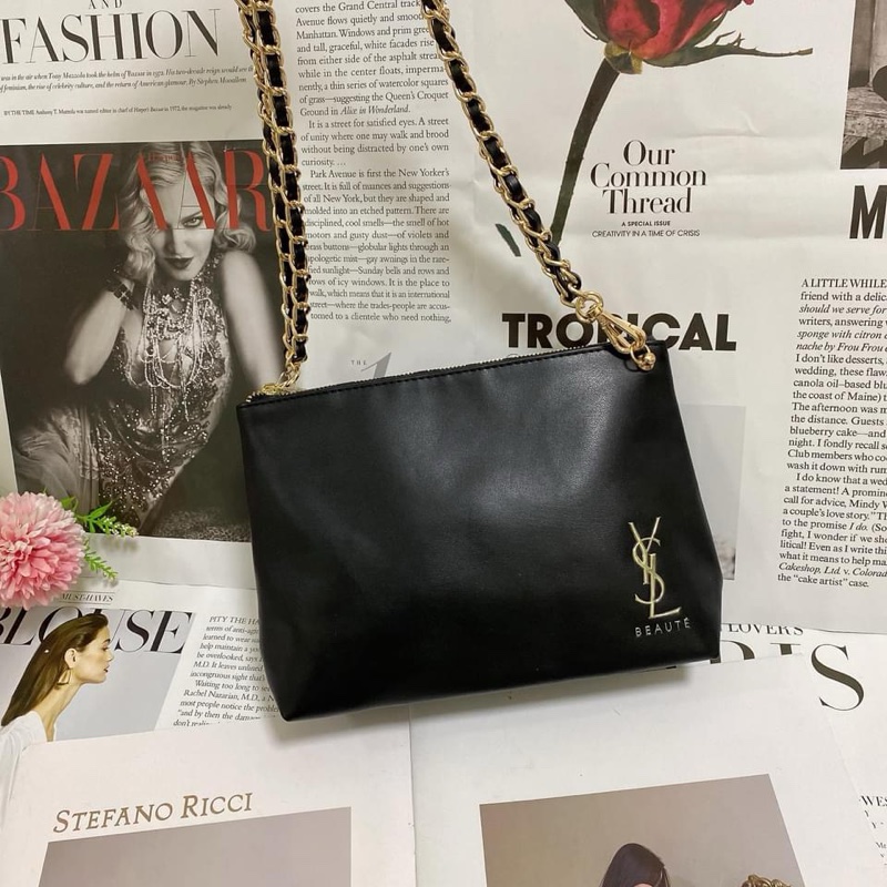 YSL聖羅蘭皮革手拿腋下鏈條包-3