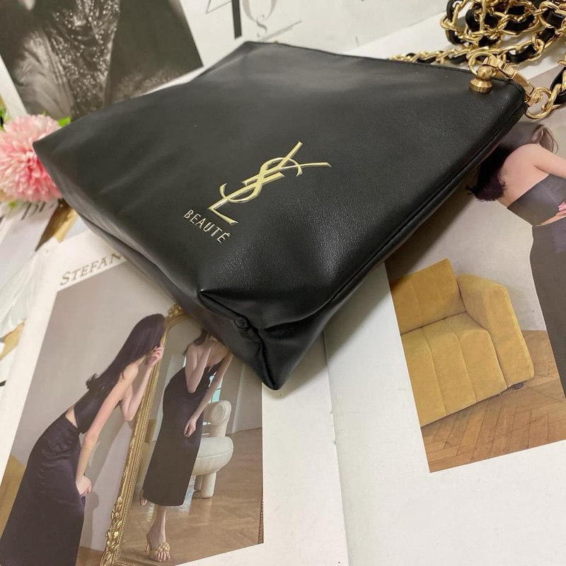 YSL聖羅蘭皮革手拿腋下鏈條包-6