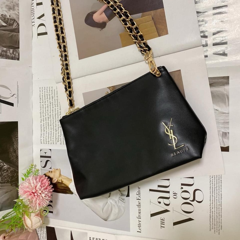 YSL聖羅蘭皮革手拿腋下鏈條包-16