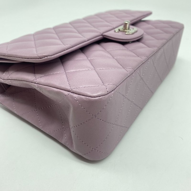 CHANEL 香奈兒 Classic Flap CF 粉紫色 羊皮25CM斜背包/肩背包-4