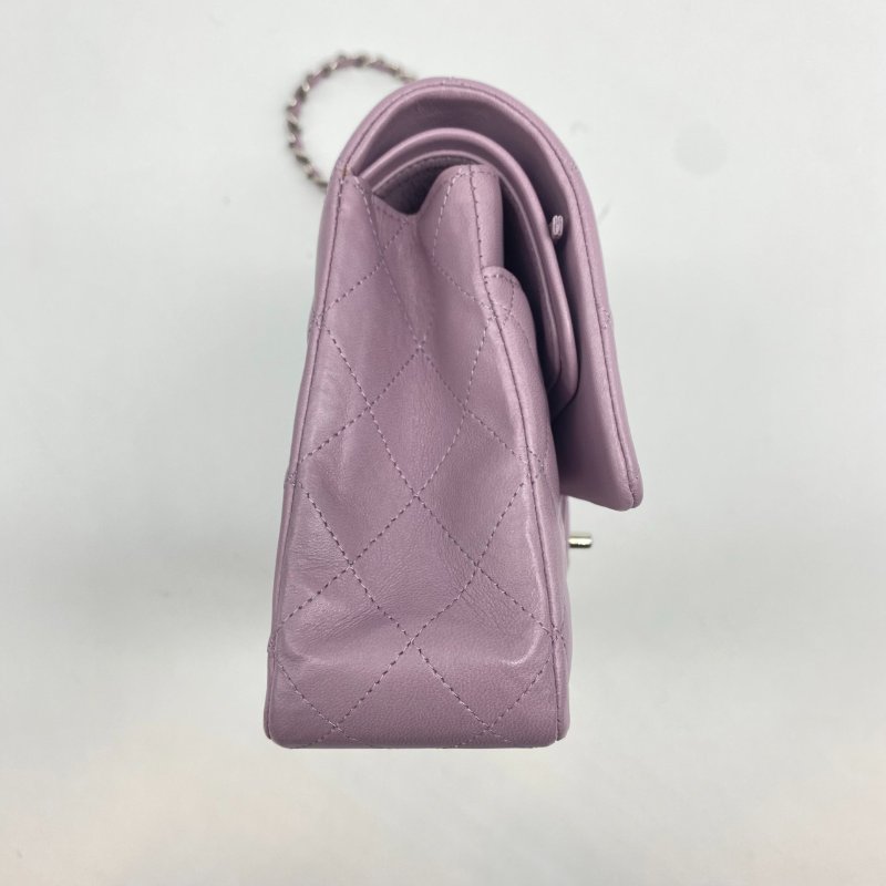 CHANEL 香奈兒 Classic Flap CF 粉紫色 羊皮25CM斜背包/肩背包-10