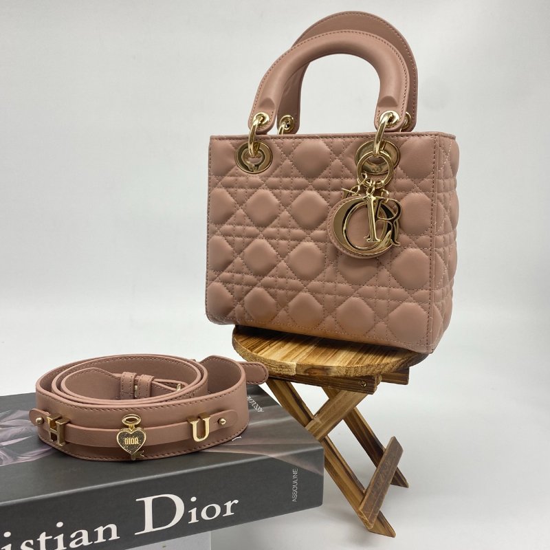 Christian Dior 胭脂色全皮MY ABCDior 四格黛妃/肩背包/二用包-0