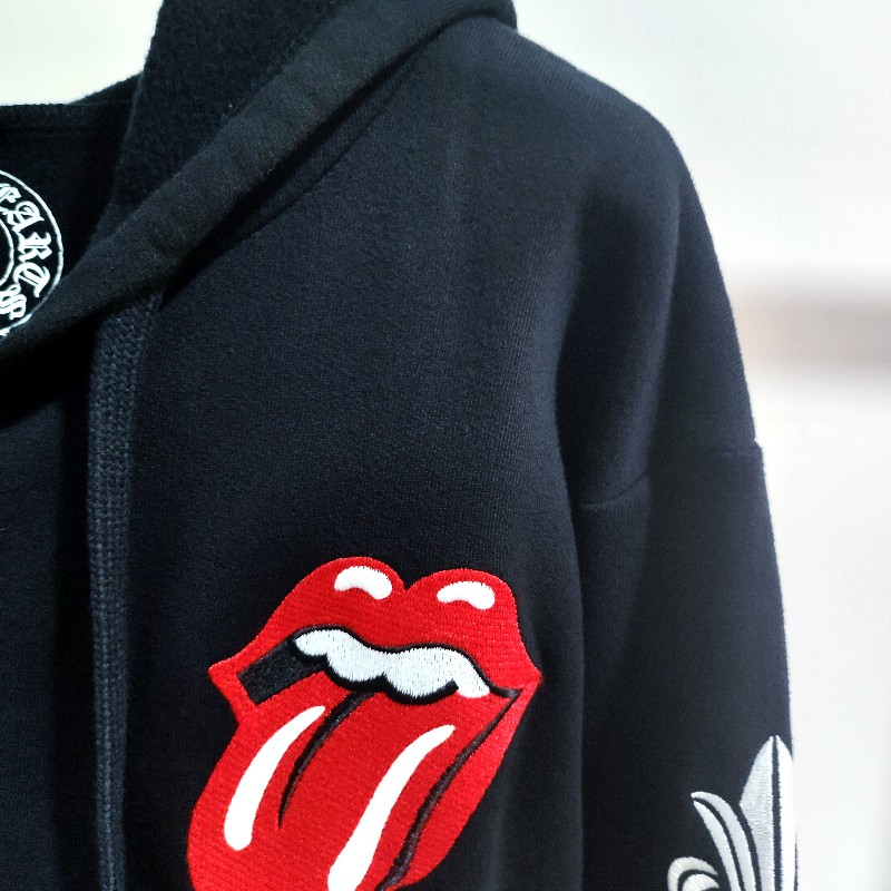 Chrome Hearts克羅心x滾石聯名刺繡版拉鏈帽衫-2