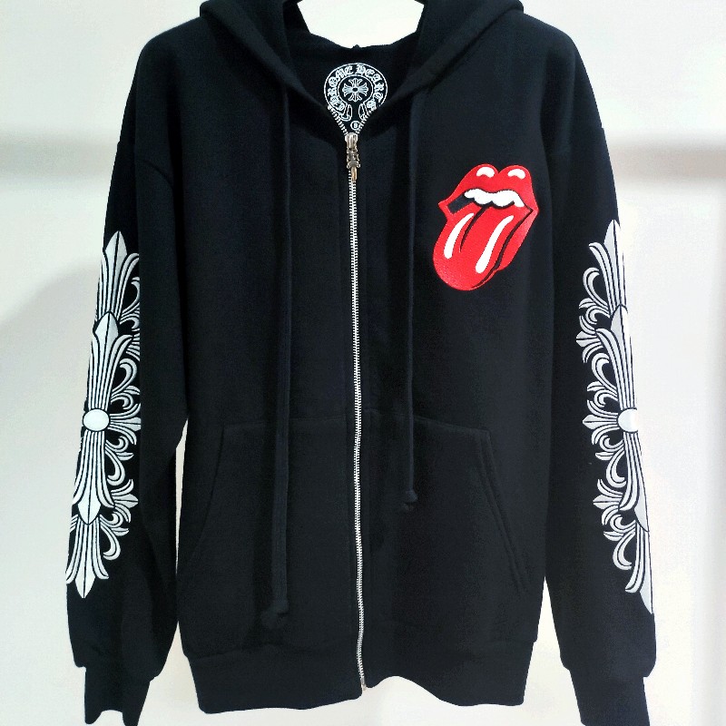 Chrome Hearts克羅心x滾石聯名刺繡版拉鏈帽衫-8
