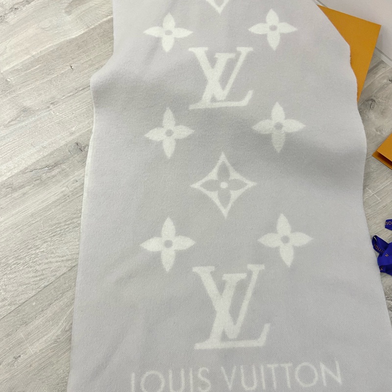 LV雙面logo羊絨圍巾-芋頭牛奶配色-6
