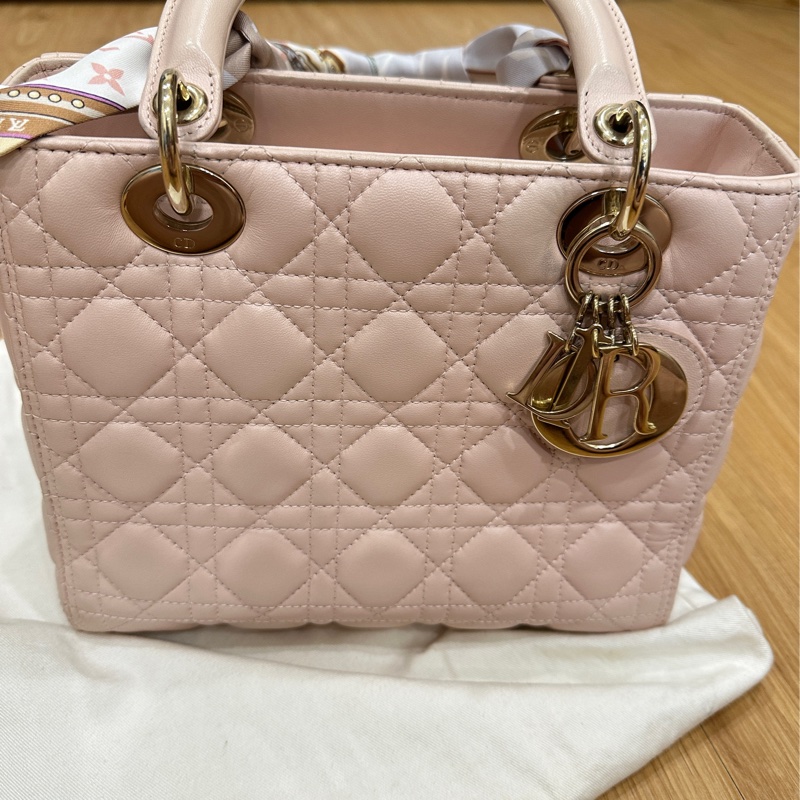 五格lady Dior黛妃包 粉(不含絲帶 可議-6