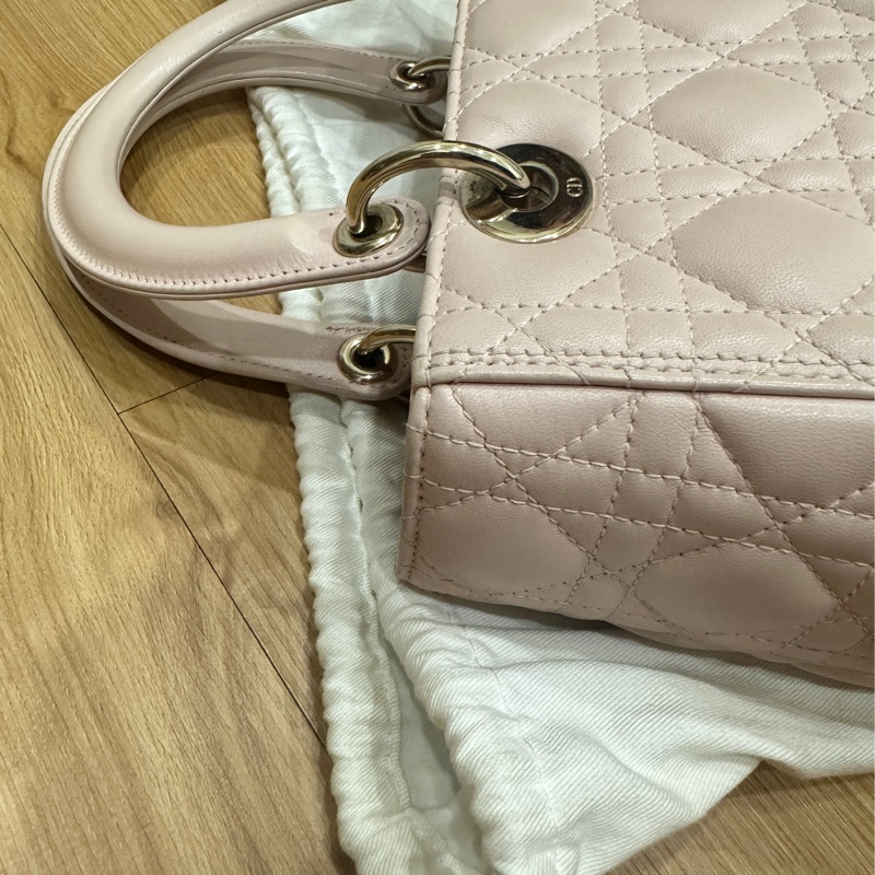 五格lady Dior黛妃包 粉(不含絲帶 可議-13