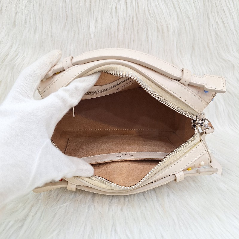 TODS 杏色牛皮 彩色 豆豆包手提/斜背肩背拉鍊方塊包-16