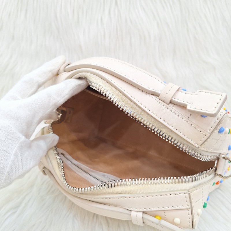 TODS 杏色牛皮 彩色 豆豆包手提/斜背肩背拉鍊方塊包-18