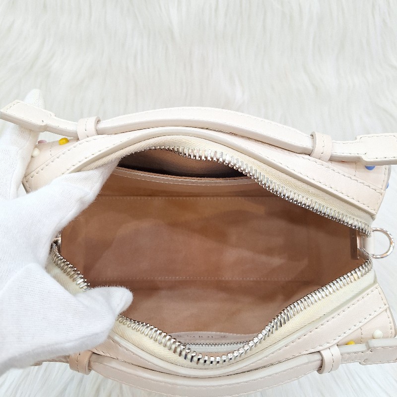 TODS 杏色牛皮 彩色 豆豆包手提/斜背肩背拉鍊方塊包-19