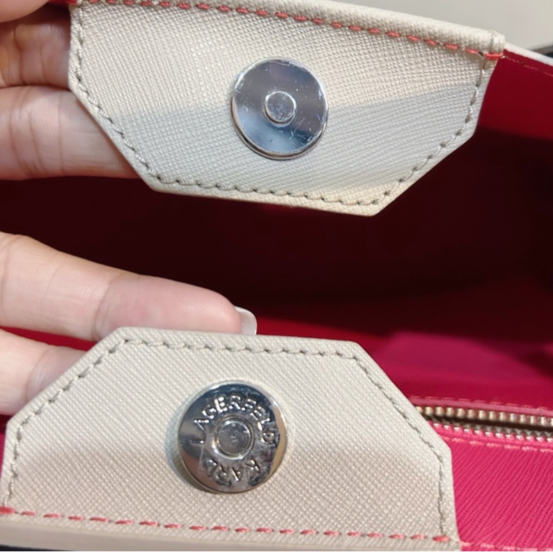 Karl Lagerfeld雙色托特包/貓咪吊牌/正品-18