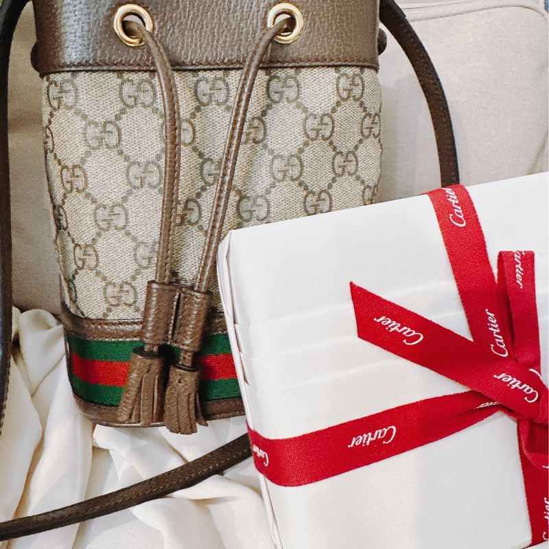 GUCCI 經典 Ophidia GG 印花帆布迷你水桶包-3