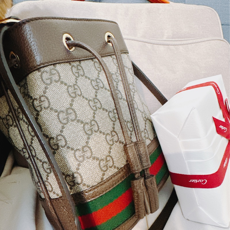 GUCCI 經典 Ophidia GG 印花帆布迷你水桶包-4