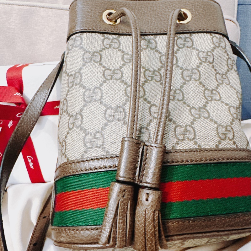 GUCCI 經典 Ophidia GG 印花帆布迷你水桶包-5