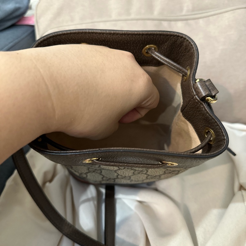 GUCCI 經典 Ophidia GG 印花帆布迷你水桶包-9