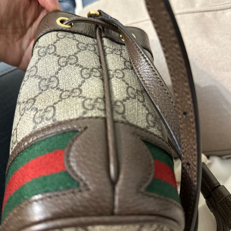 GUCCI 經典 Ophidia GG 印花帆布迷你水桶包-11