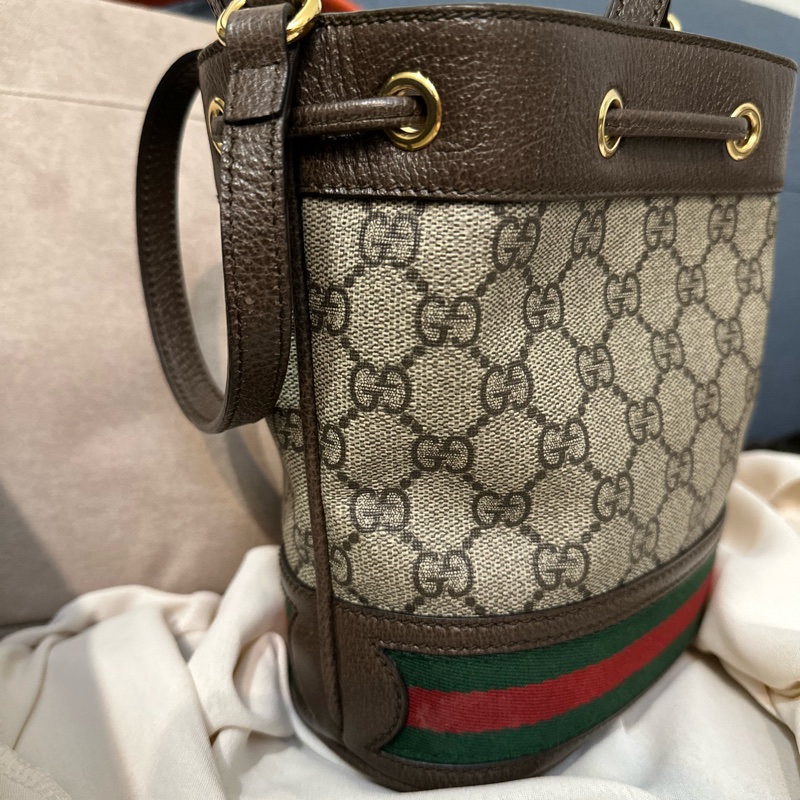 GUCCI 經典 Ophidia GG 印花帆布迷你水桶包-13
