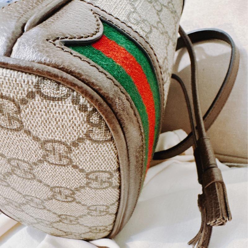 GUCCI 經典 Ophidia GG 印花帆布迷你水桶包-17