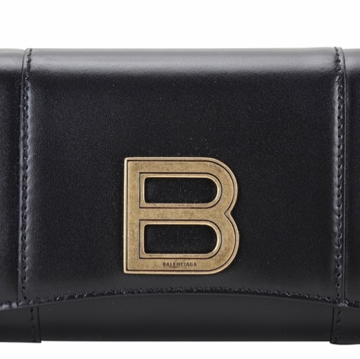 Balenciaga Hourglass 黑色亮面小牛皮迷你錢包-4