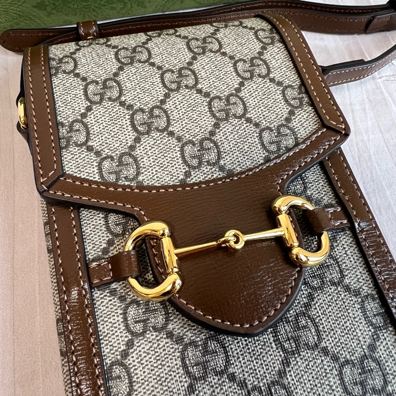 GUCCI 1955 手機包 mini 迷你經典老花馬銜扣-1