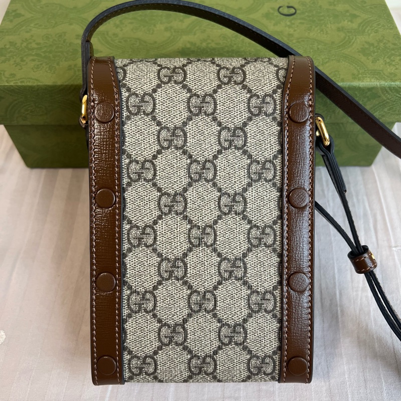 GUCCI 1955 手機包 mini 迷你經典老花馬銜扣-2