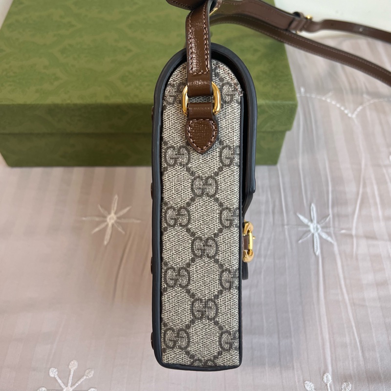 GUCCI 1955 手機包 mini 迷你經典老花馬銜扣-3