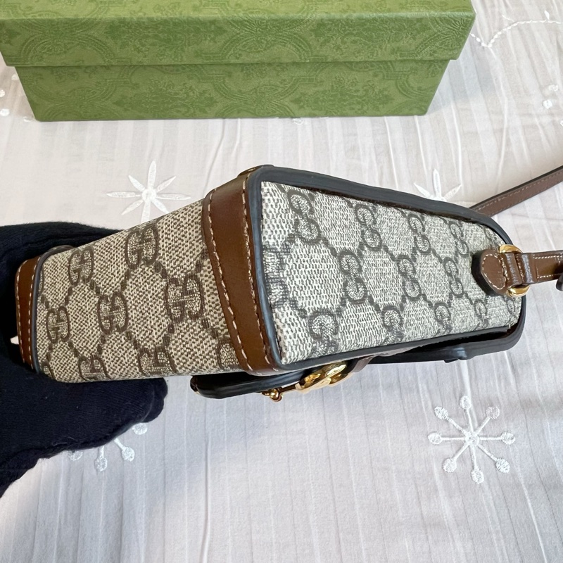 GUCCI 1955 手機包 mini 迷你經典老花馬銜扣-7