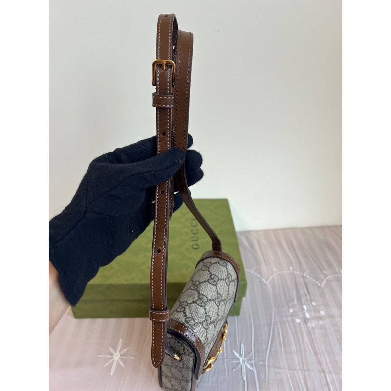 GUCCI 1955 手機包 mini 迷你經典老花馬銜扣-12