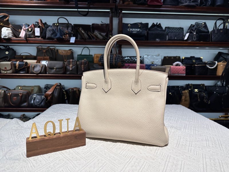 Hermes愛馬仕Birkin 30鉑金包 Craie 奶昔白金扣-4