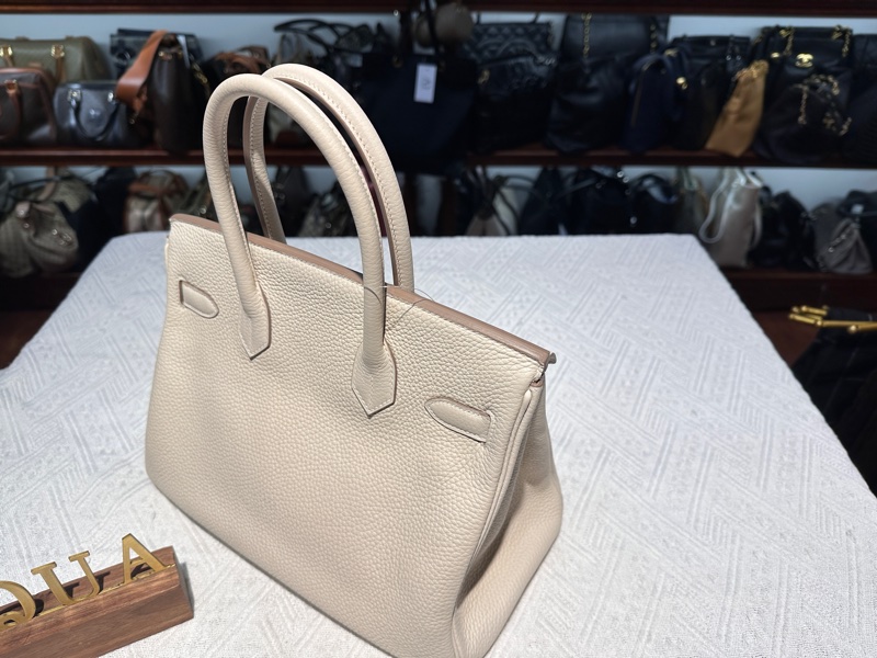 Hermes愛馬仕Birkin 30鉑金包 Craie 奶昔白金扣-5