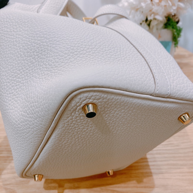 愛馬仕 菜籃子 Picotin 18 奶昔白/粉筆白 金扣 TC皮-4