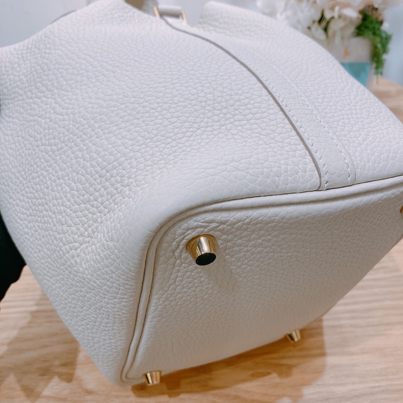 愛馬仕 菜籃子 Picotin 18 奶昔白/粉筆白 金扣 TC皮-6