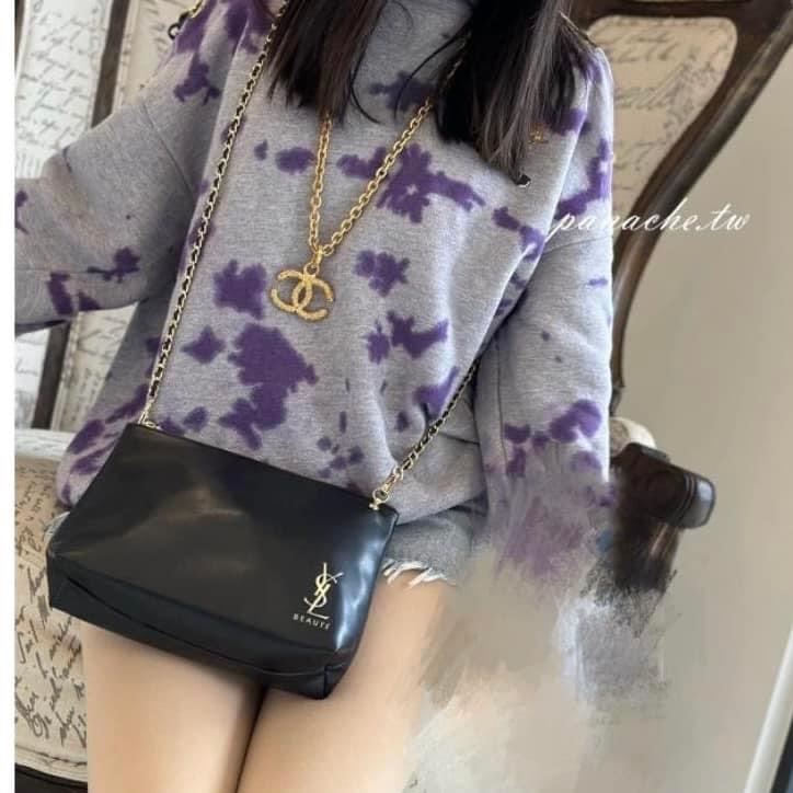 YSL聖羅蘭皮革手拿腋下鏈條包-0